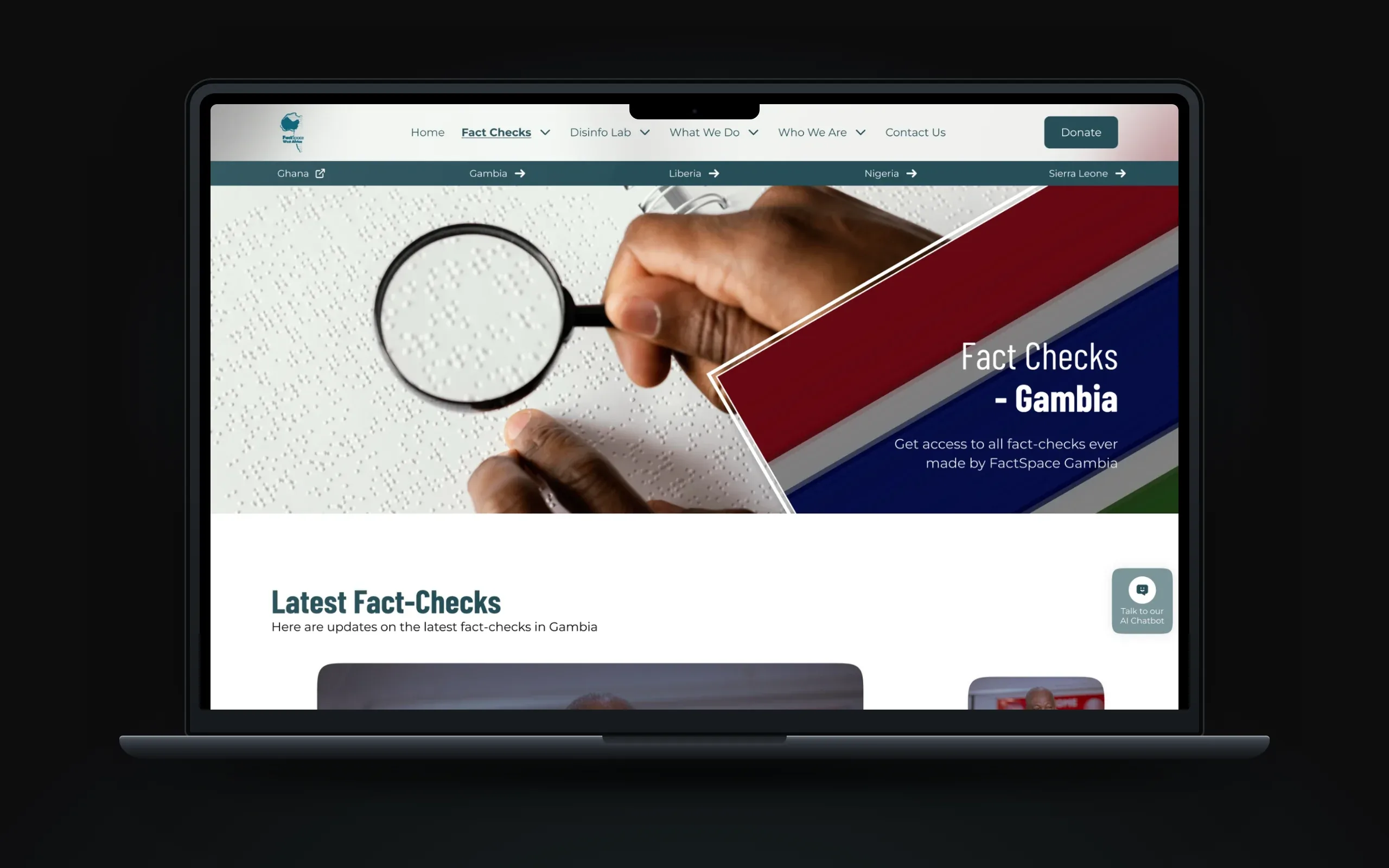 Fact Checks page for The Gambia with country flag strip