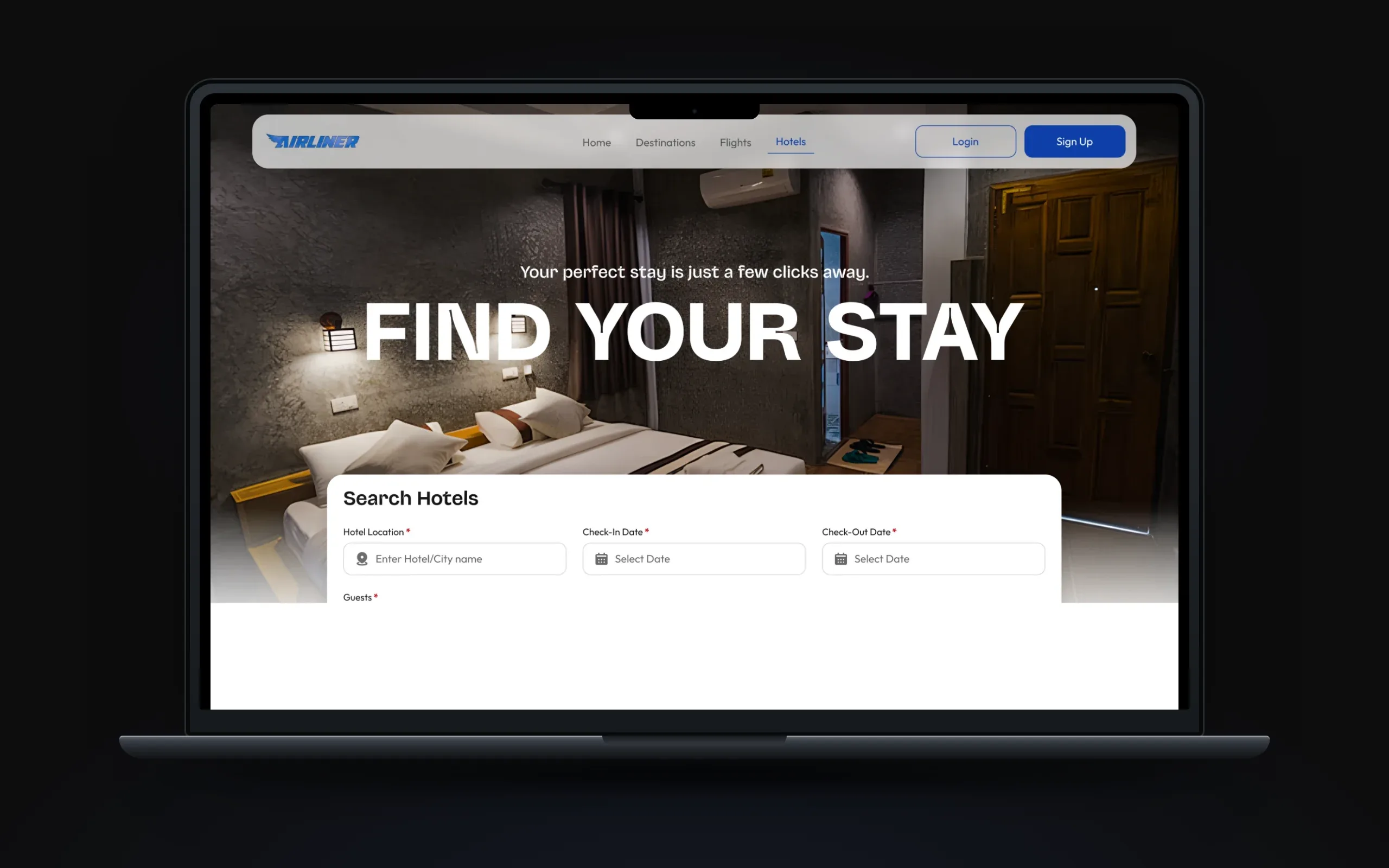 Hotel search results with star rating and amenity filters