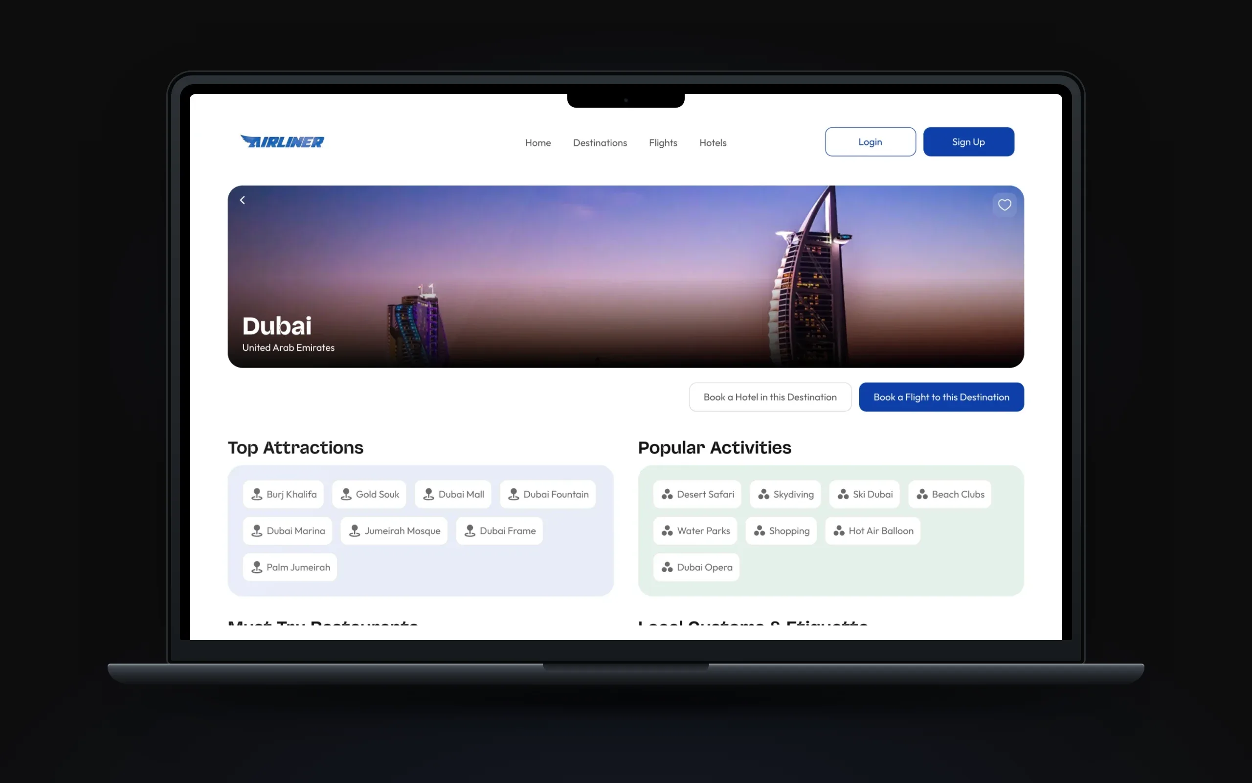 Dubai destination guide with attractions, activities, restaurants and local customs