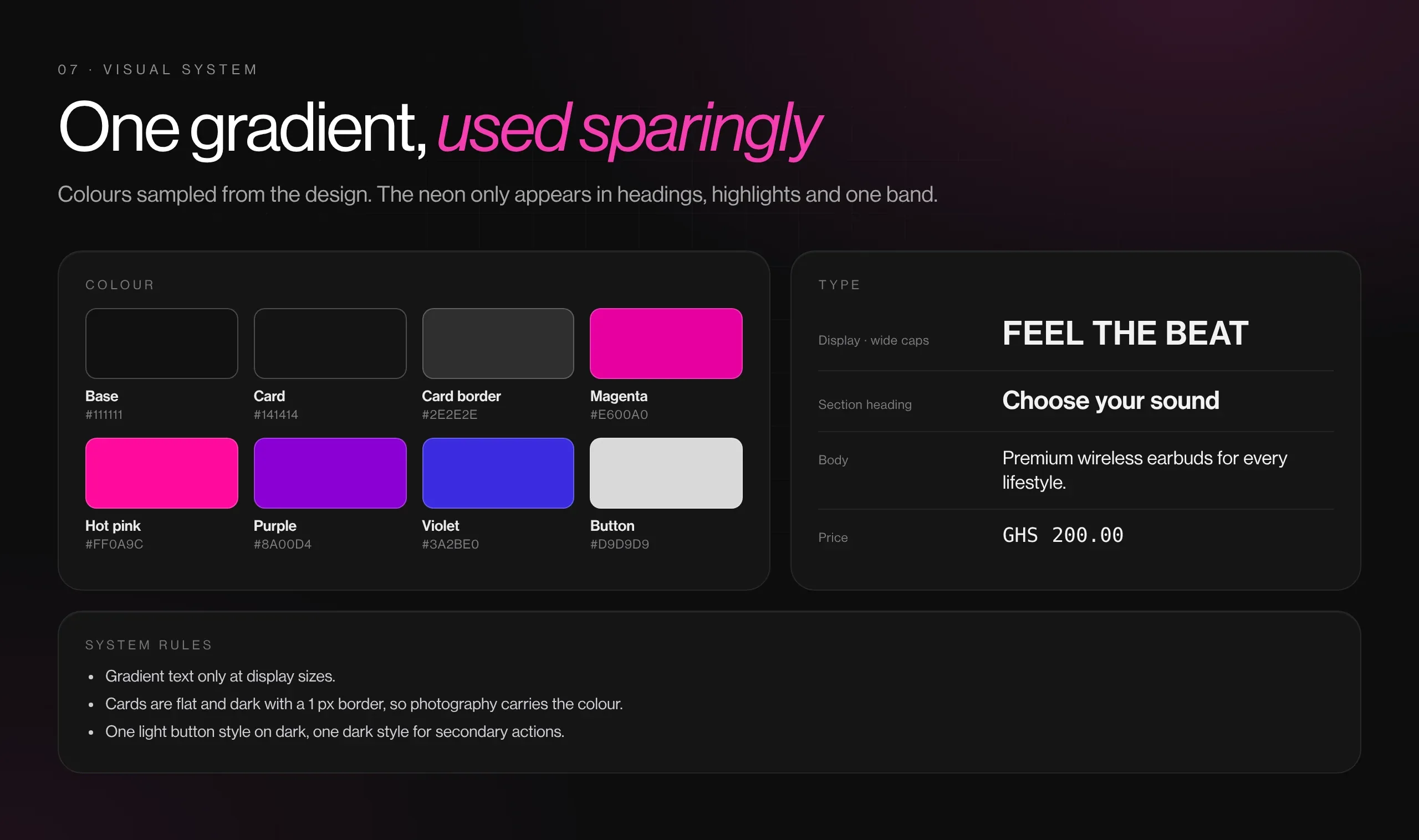 Beatzy colour palette and type