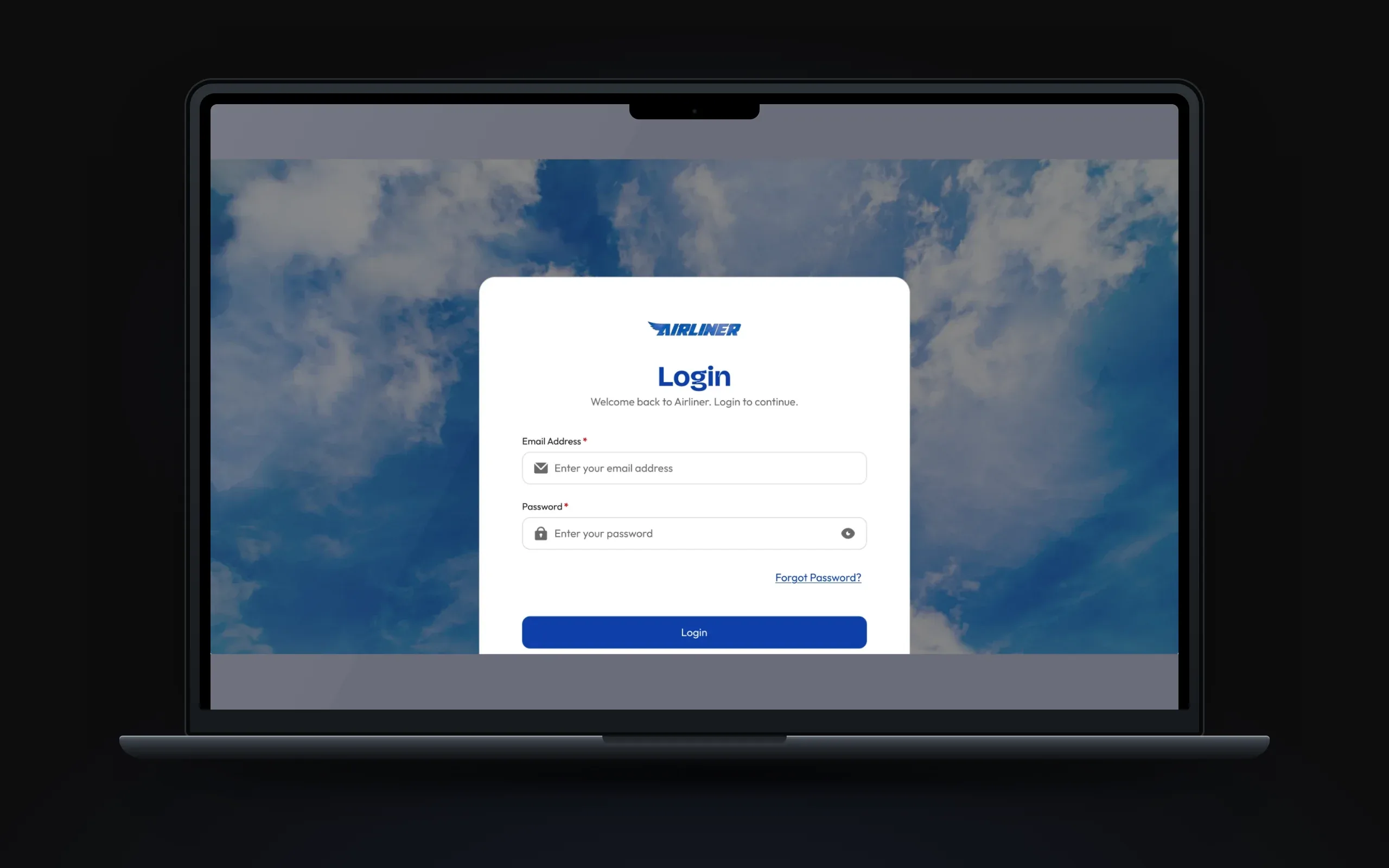 Login modal over the search results
