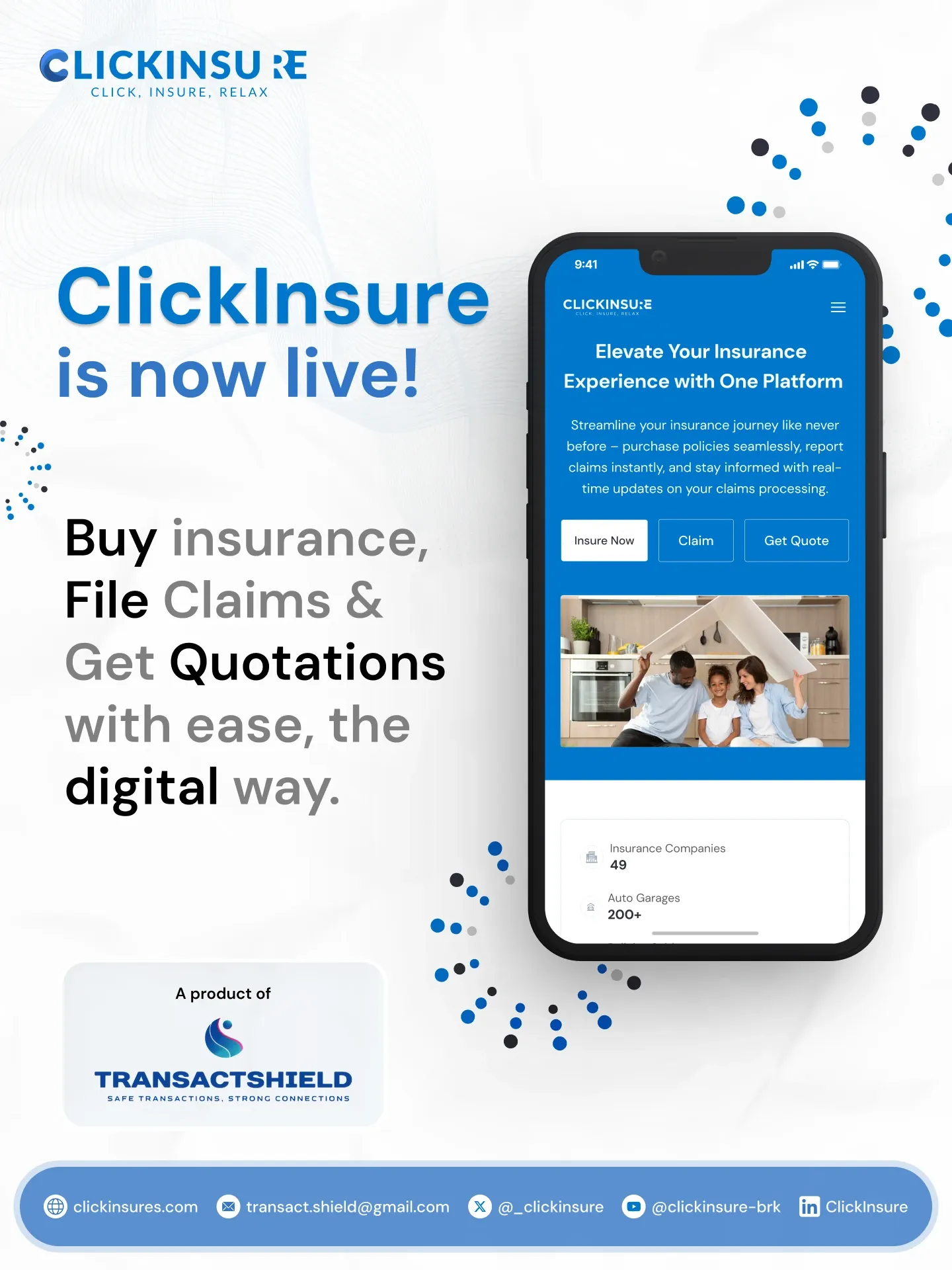 Launch post: ClickInsure is now live, buy insurance, file claims and get quotations the digital way, with the app on a phone